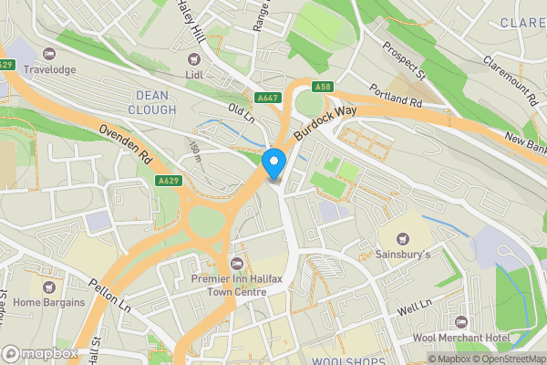 Map location for Marshalls Mill Dean Clough Mills, Cross Hills, Halifax, Calderdale, HX1 1XQ