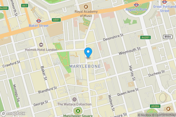 Map location for Flat 4 Strathray House, 30 Marylebone High Street, London, W1U 4PN