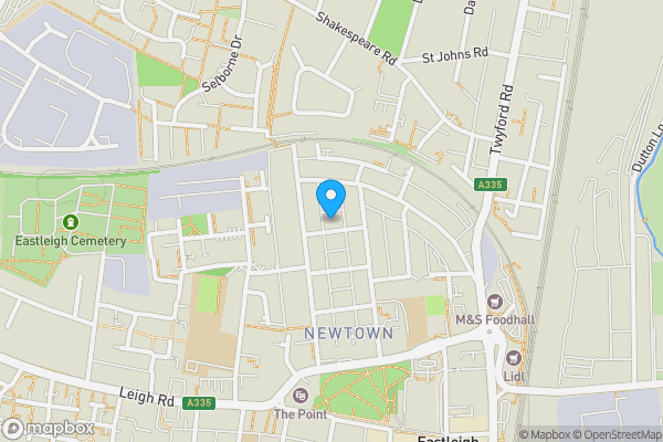 Map location for 12 Bellevue Road, Eastleigh, Hampshire, SO50 9BB