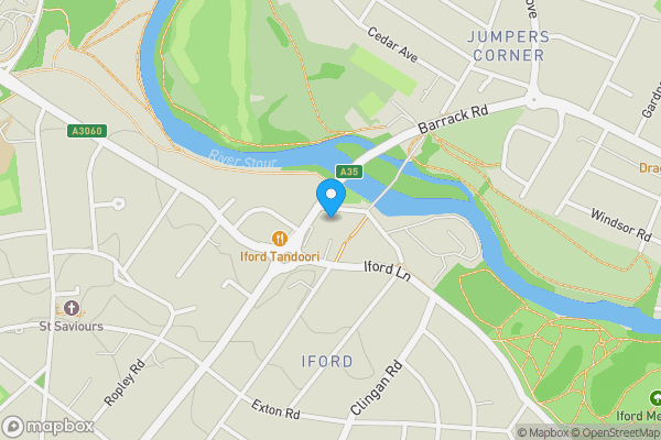 Map location for 1 Old Bridge Road, Iford, Bournemouth, bh6 5rg