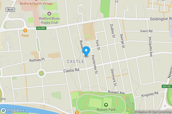 Map location for 95 Bower Street, Bedford, Bedfordshire, MK40 3RB