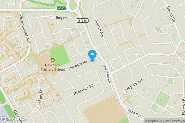 Map location for 6 Burwood Road, Moor Park, North Shields, NE29 8BX