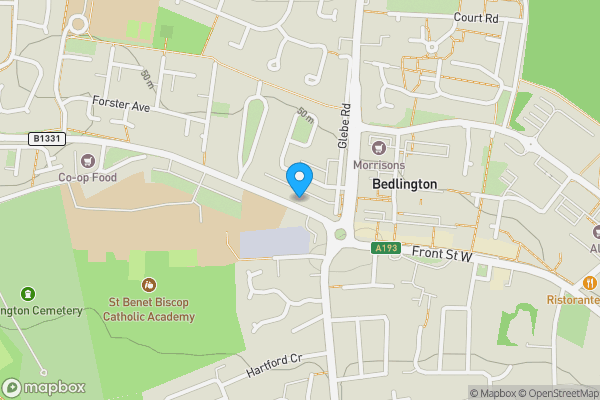 Map location for The Wharton Arms, Ridge Terrace, Bedlington NE22 6DA