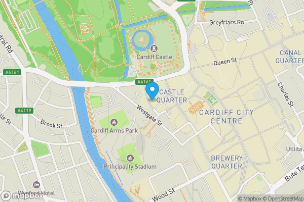 Map location for Flat 1 Horse & Groom, Womanby Street, Cardiff, CF101BR