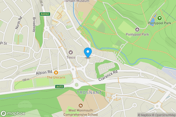 Map location for Hanbury Arms, Clarence Street, Pontypool, NP4 6LG