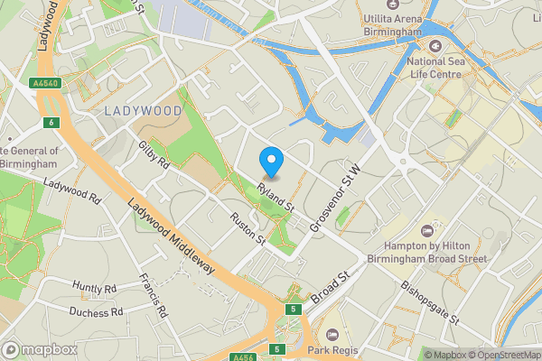 Map location for Apartment 23 38 Ryland Street, Birmingham, West Midlands, B16 8DD