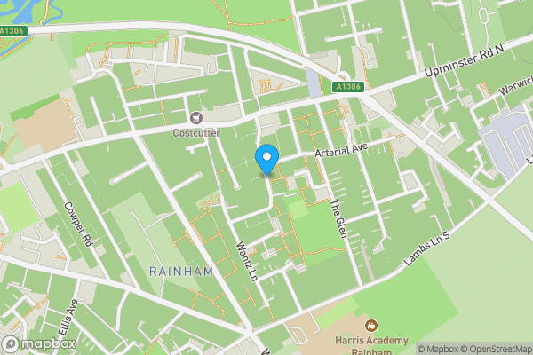 Map location for Brights Avenue, RAINHAM, Essex, RM13 9NW