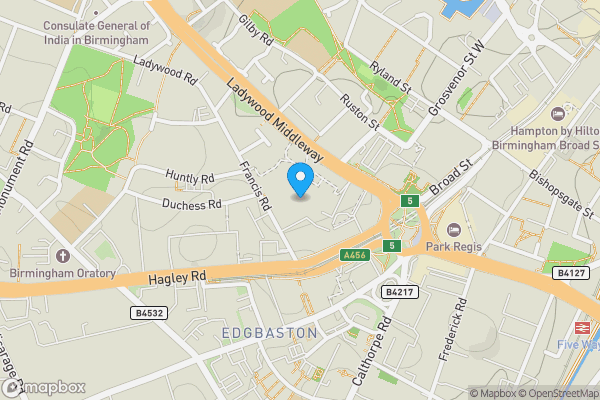 Map location for 37 The Purple Apartments, Broadway Plaza, 219 Ladywood Middleway, Birmingham, B16 8EQ