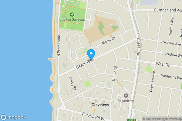 Map location for Beach Road, THORNTON-CLEVELEYS, Lancashire, FY5 1EH