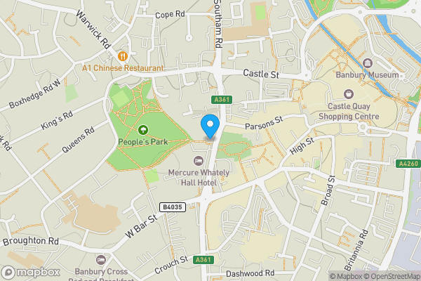 Map location for The Church House, Horsefair & 2/3 North Bar, Banbury, Oxfordshire, OX16 0AH