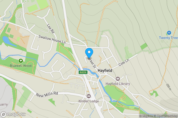 Map location for Dunroamin, Market Street, Hayfield, HIGH PEAK, SK22 2EW