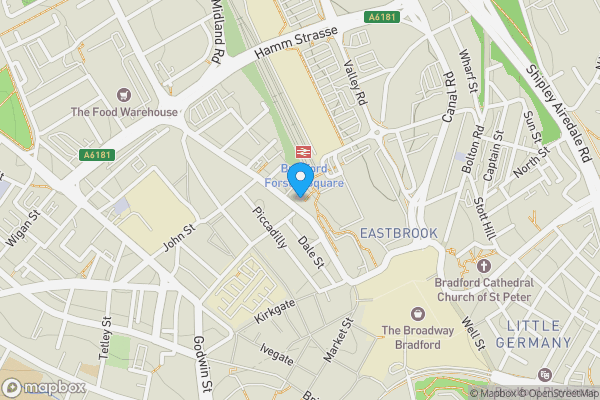 Map location for Units 1-4 Broadgate House, Manor Row, Bradford, West Yorkshire, BD1 4QQ