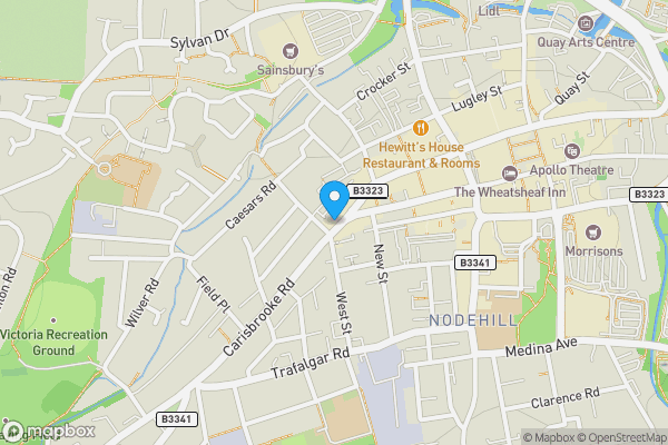 Map location for 18 Carisbrooke Road, Newport, Isle Of Wight, PO30 1BL