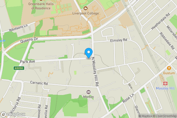 Map location for Mossley Mansion, Park Avenue, Mossley Hill, Liverpool, Merseyside, L18 8BU