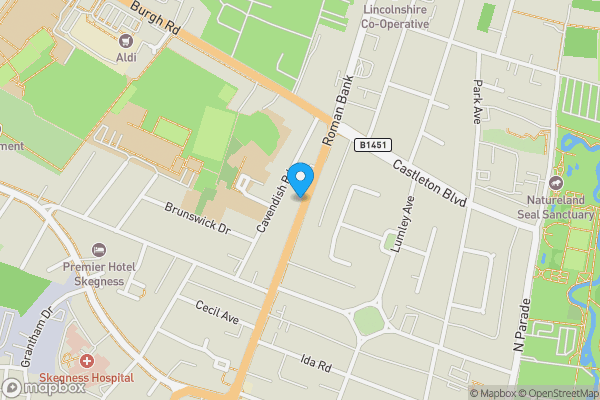 Map location for 91 and 91A Roman Bank, Skegness, Lincolnshire PE25 2SW