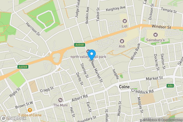 Map location for New Market Street, COLNE, Lancashire, BB8 9BY