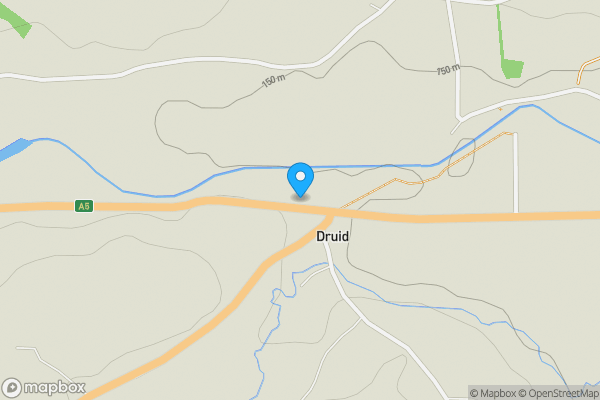 Map location for Druids Barns, Corwen, Clwyd, LL21 9NU