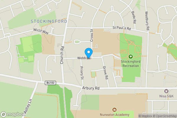 Map location for 51, 51A, 51B Webb Street, Stockingford, Nuneaton, Warwickshire CV10 8JG