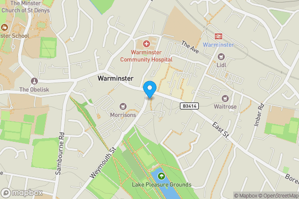 Map location for Land to the Side of 3 Weymouth Street, Warminster, Wiltshire BA12 9NP