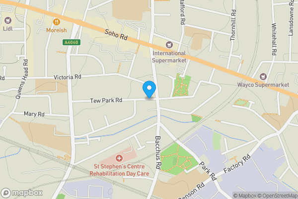 Map location for Tew Park Road, BIRMINGHAM, West Midlands, B21 0TS