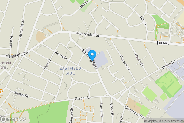 Map location for Land and buildings to the north east side of Eastfield Side, Sutton in Ashfield NG17 4JR