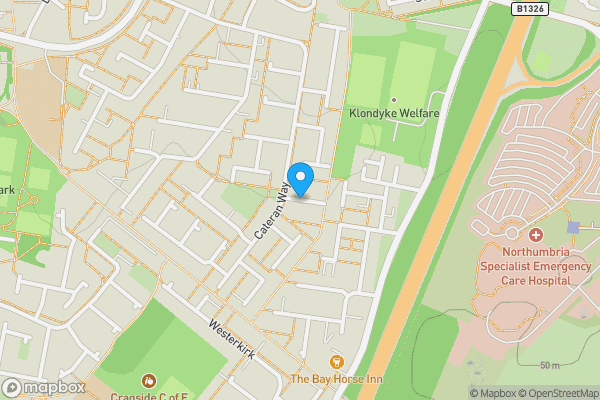 Map location for Woodhill Road, Cramlington , NE23 6JG