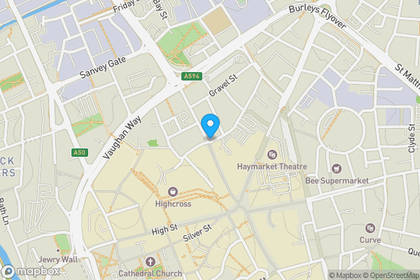 Map location for 61 Church Gate, Leicester LE1 3AN, & 2-6 Mansfield Street, Leicester, LE1 3DL