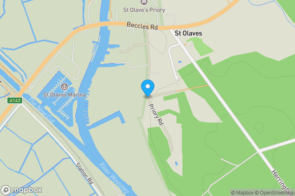 Map location for Sunnywaters, Priory Road, St. Olaves, Great Yarmouth, Norfolk NR31 9HQ