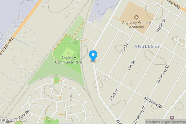 Map location for Anglesey Road, Burton-on-Trent, Staffordshire, DE14 3PP