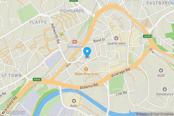 Map location for Union Rooms Wellington Street, Dewsbury, West Yorkshire, WF13 1LY
