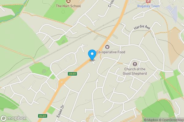 Map location for Pear Tree Court, Rugeley, Staffordshire, WS15 1HF