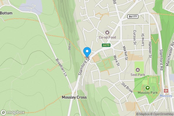 Map location for Land To The West Of The Billy Goat, Stamford Street, Mossley, OL5 0JS