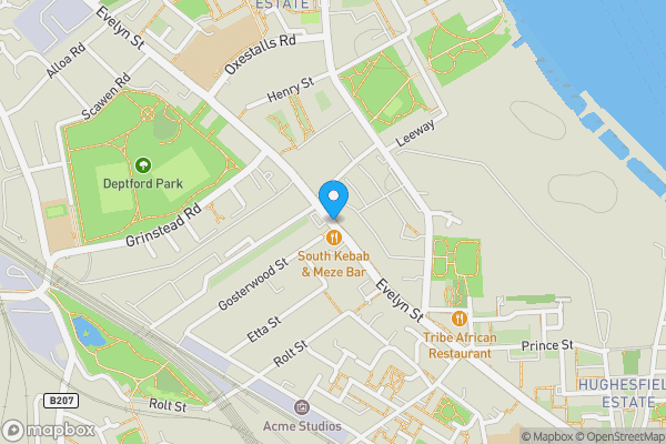 Map location for Flat 6, Arlington House, Evelyn Street, London SE8 5QT