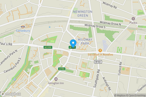 Map location for 8A Newington Green Road, Islington, London, N1 4RX
