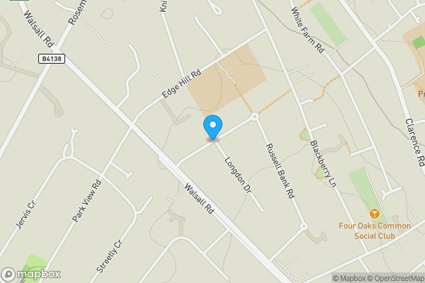 Map location for Russell Bank Road, Sutton Coldfield, West Midlands, B74 4RE