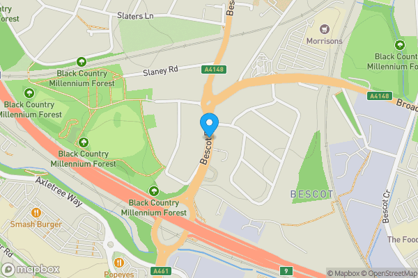 Map location for Bescot Road, Walsall, West Midlands, WS2 9DG