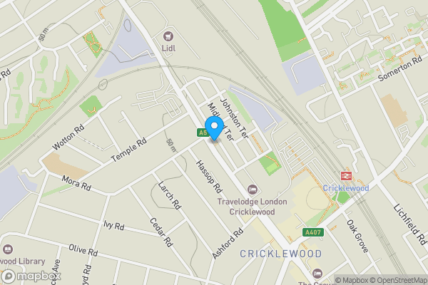 Map location for Land Adjacent at Burlington Parade, Cricklewood Broadway, London, NW2 6QW