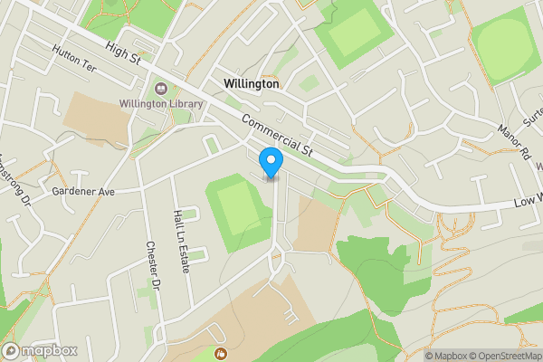 Map location for 1A Hall Terrace, Willington, Crook, County Durham DL15 0QN