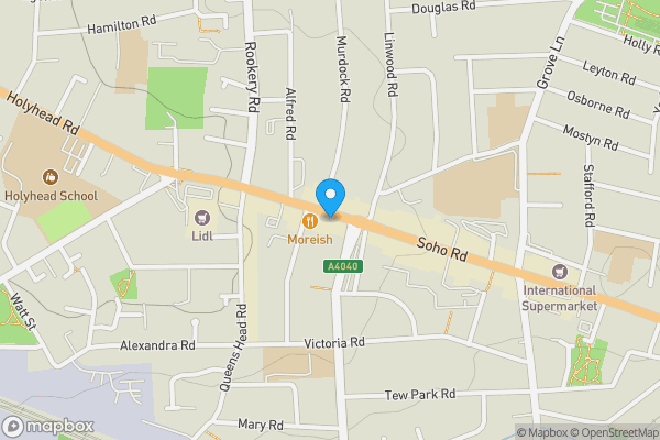 Map location for Land Rear of 325 Soho Road, Handsworth, Birmingham, B21 9SD