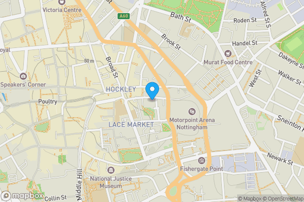 Map location for Flat 107 The Habitat, Woolpack Lane, Nottingham, Nottinghamshire, NG1 1GJ