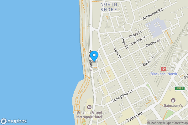 Map location for North Shore Hotel, 224 Promenade, Blackpool, FY1 1RZ