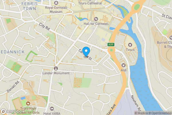 Map location for 21 Carclew Street, Truro, Cornwall, TR1 2DY TR1 2DY