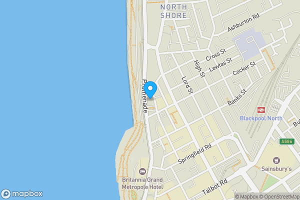 Map location for North Shore Hotel, 224 Promenade, Blackpool, FY1 1RZ