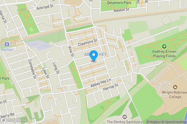 Map location for Kenyon Street, Abbey Hey, Greater Manchester, M18