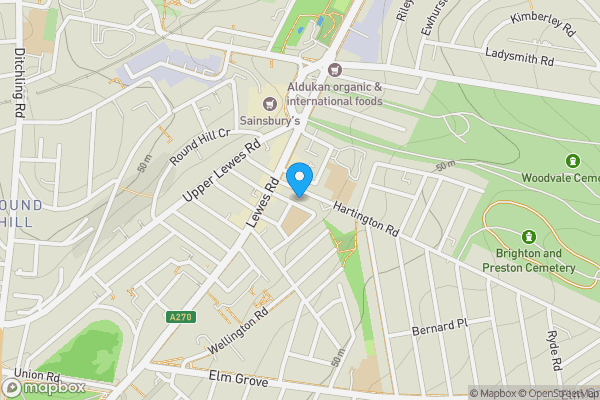 Map location for Flat 2 (Ground and First Floor Flat), 8 Pevensey Road, Brighton, BN2 3AG