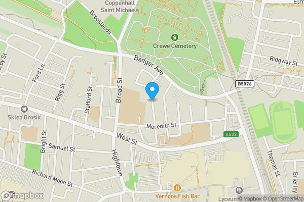 Map location for Land At Newdigate Street, Crewe, Cheshire CW1 2PA