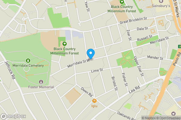 Map location for Merridale Street West, Wolverhampton, West Midlands, WV3 0RW