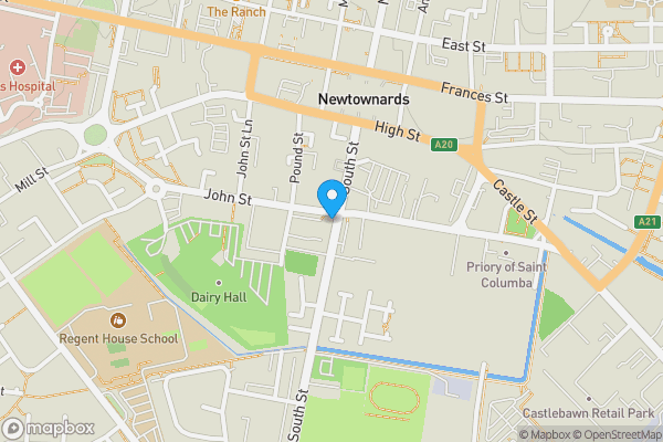 Map location for 53, South Street, Newtownards, County Down, BT23 4JU