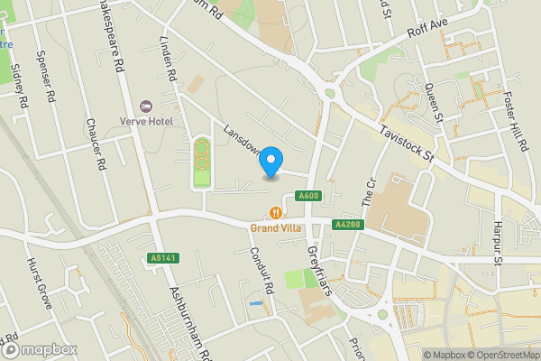 Map location for 12 Lansdowne Road, Bedford, Beds, MK40 2BU