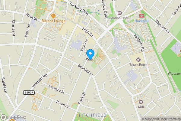 Map location for 33 Duke Street Hucknall, Nottingham, Nottinghamshire, NG15 7HB